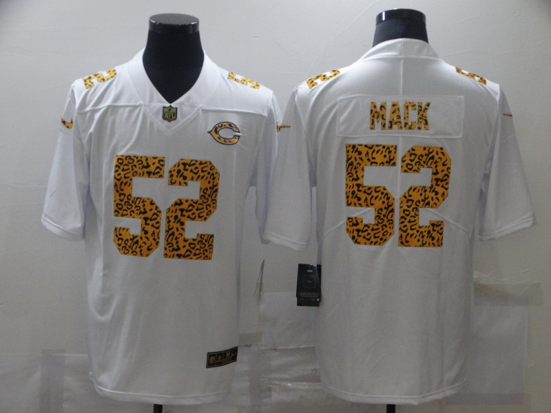 Men's Chicago Bears #52 Khalil Mack 2020 White NFL Leopard Print Fashion Limited Stitched Jersey